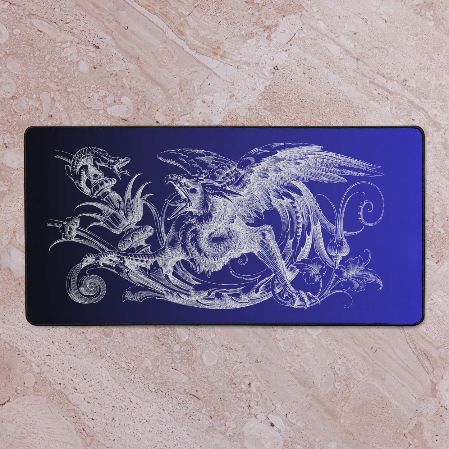 Gryphon Design Black Blue Gradient Desk Mat 16″×32″