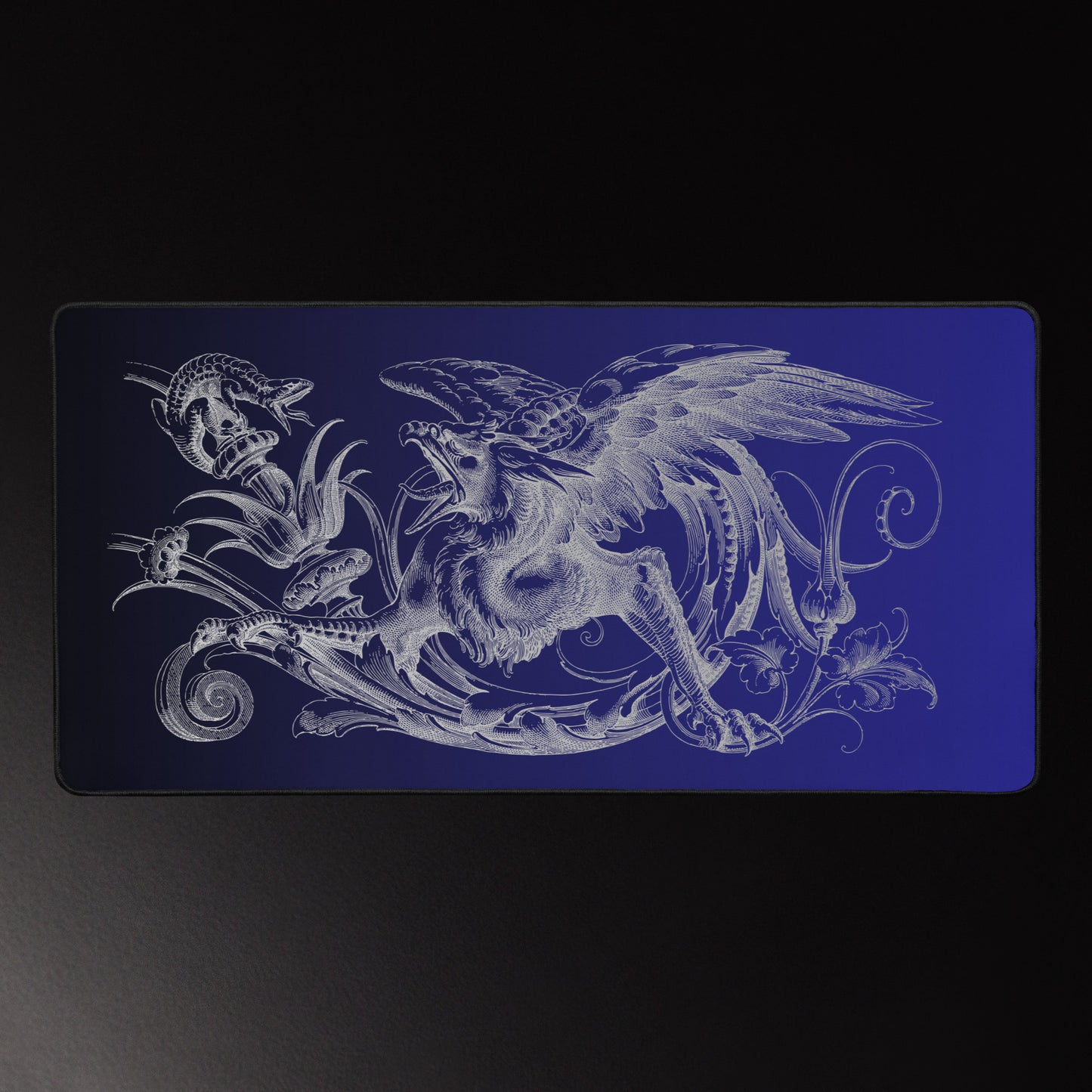 Gryphon Design Black Blue Gradient Desk Mat 16″×32″
