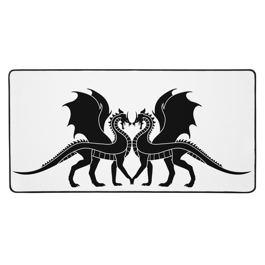 Double Dragon Love White Desk Mat 16″×32″