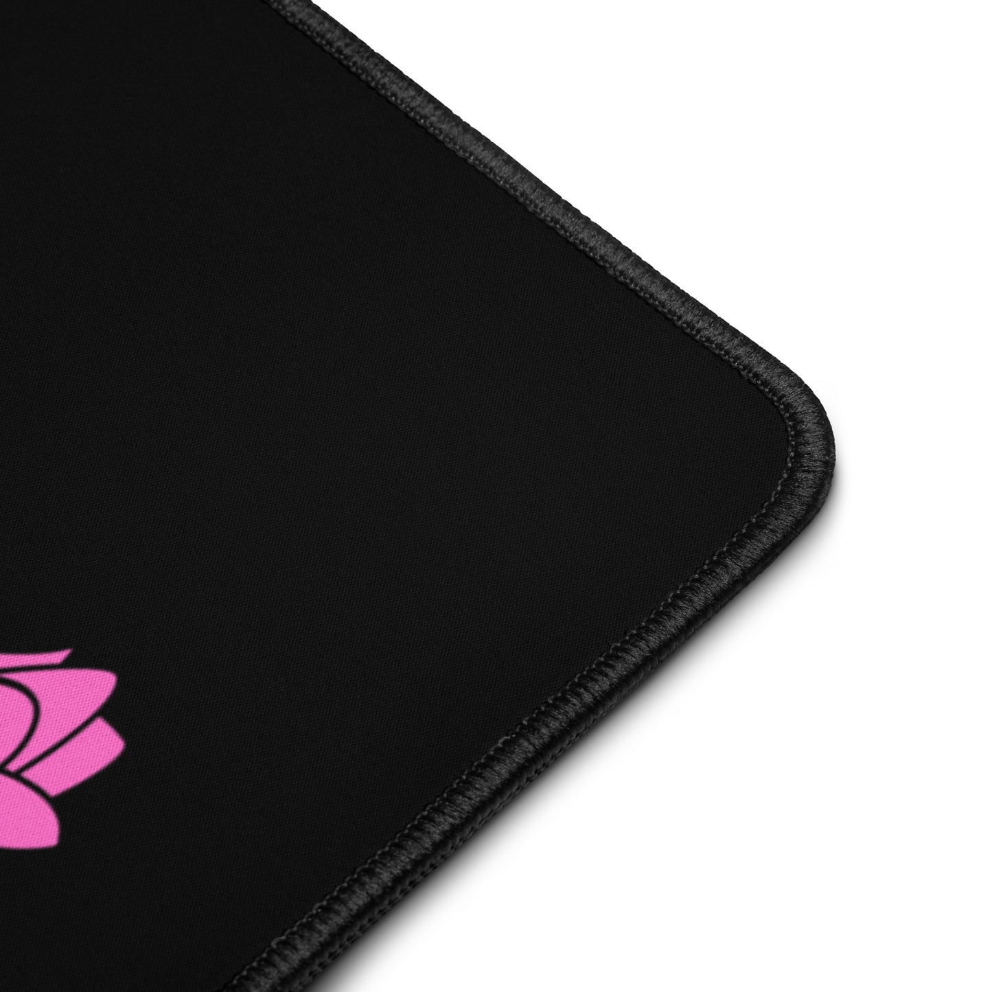 Floral Filigree Bouquet Pink Design Black Desk Mat 16″×32″