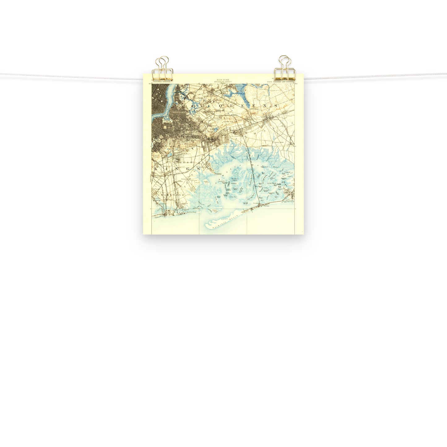 Enhanced Matte Paper Poster 10" x 10" Brooklyn NY 1889 Historical Map