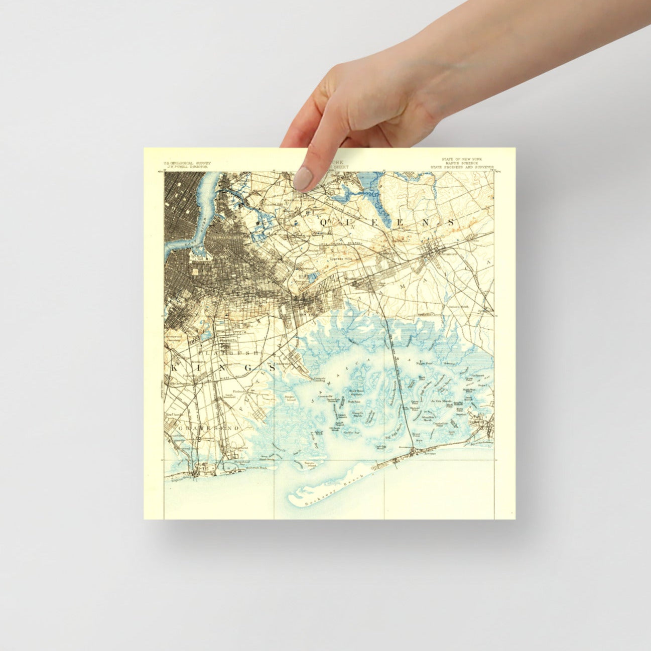 Enhanced Matte Paper Poster 10" x 10" Brooklyn NY 1889 Historical Map