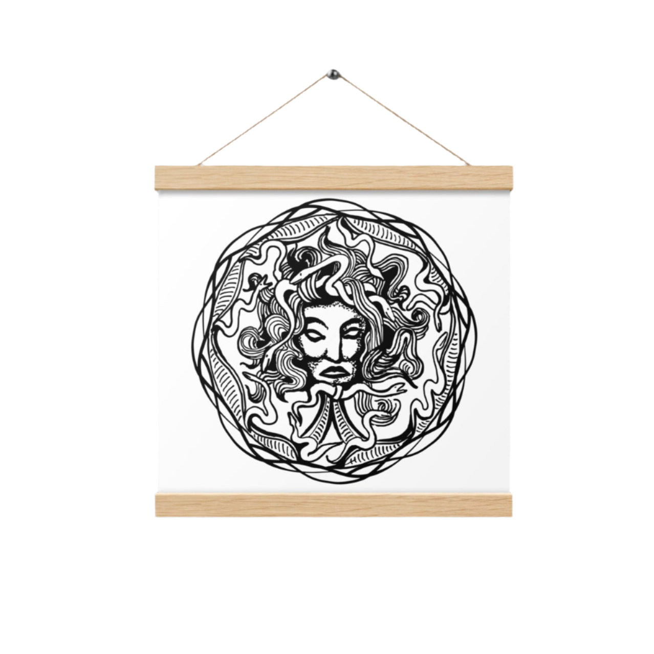 Medusa Circle Emblem Design White Poster with Wood Hanger 12" x 12" Square