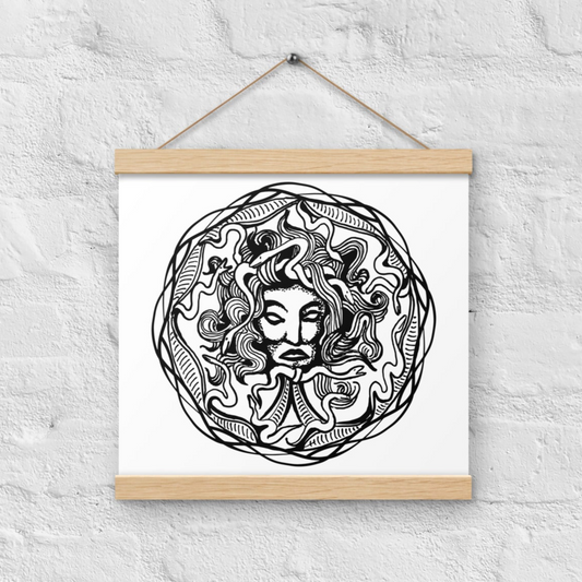 Medusa Circle Emblem Design White Poster with Wood Hanger 12" x 12" Square