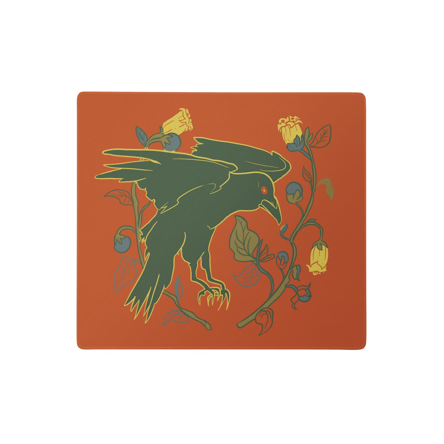 Retro Style Raven Bird Desk Mat Gaming Mouse Pad 18″ × 16″