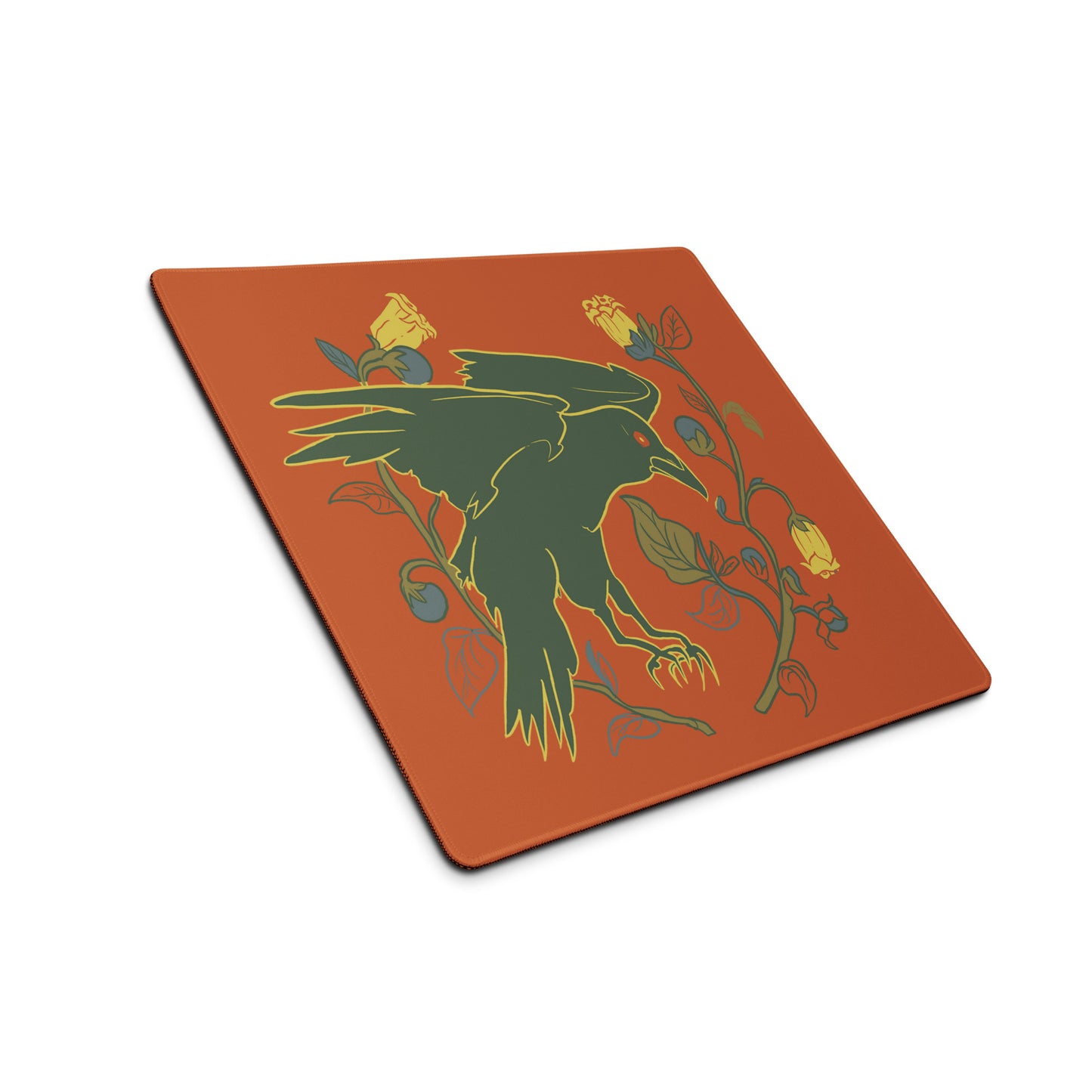 Retro Style Raven Bird Desk Mat Gaming Mouse Pad 18″ × 16″