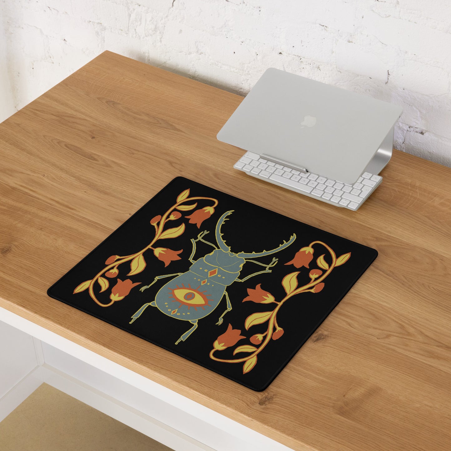 Retro Style Beetle Insect Desk Mat Gaming Mouse Pad 18″ × 16″