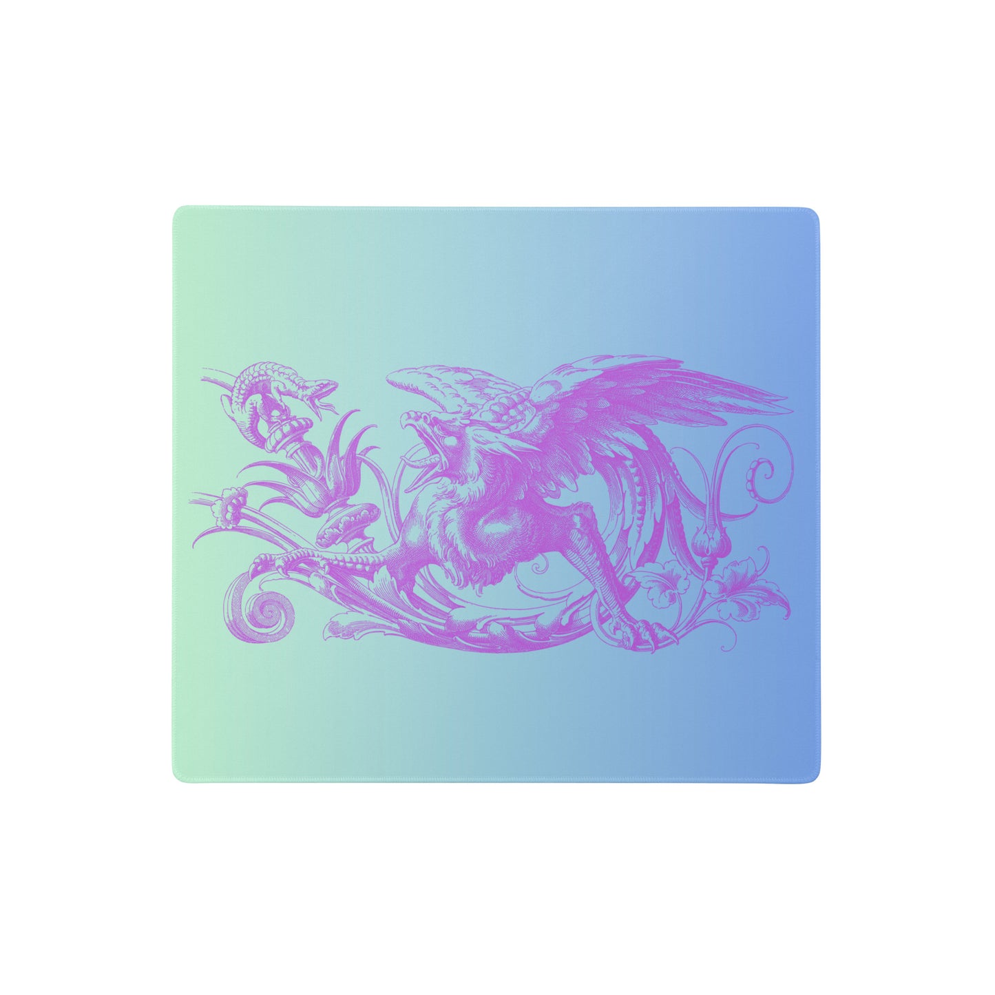 Purple Gryphon Green Blue Gradient Desk Mat Gaming Mouse Pad 18″ × 16″