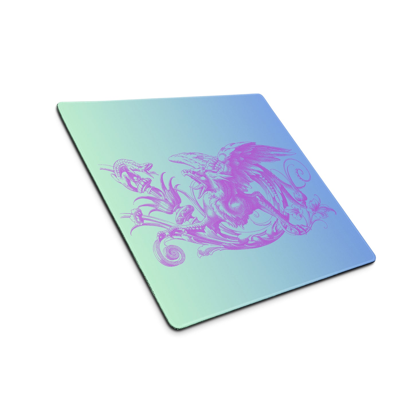 Purple Gryphon Green Blue Gradient Desk Mat Gaming Mouse Pad 18″ × 16″