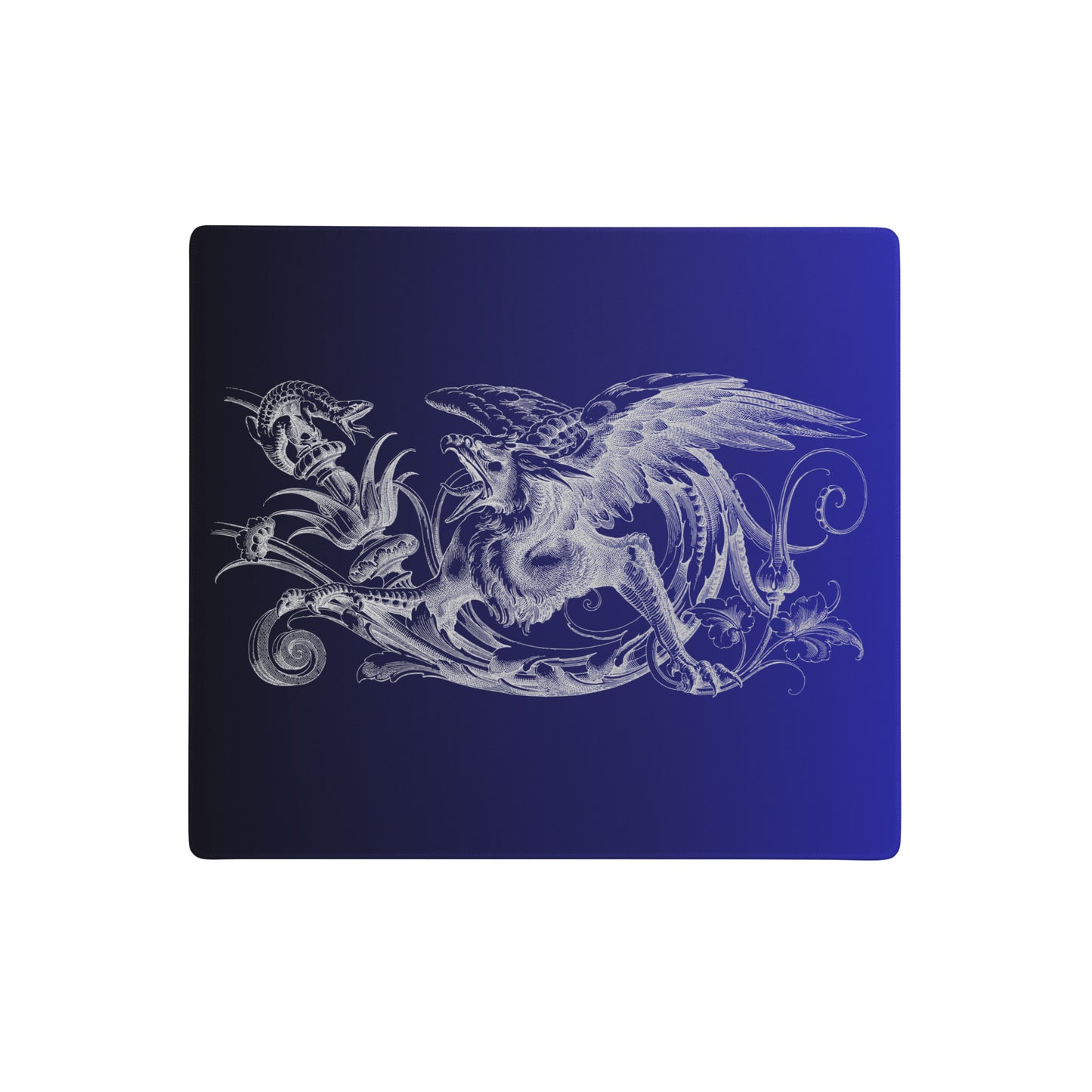 Gryphon Black Blue Gradient Desk Mat Gaming Mouse Pad 18″ × 16″