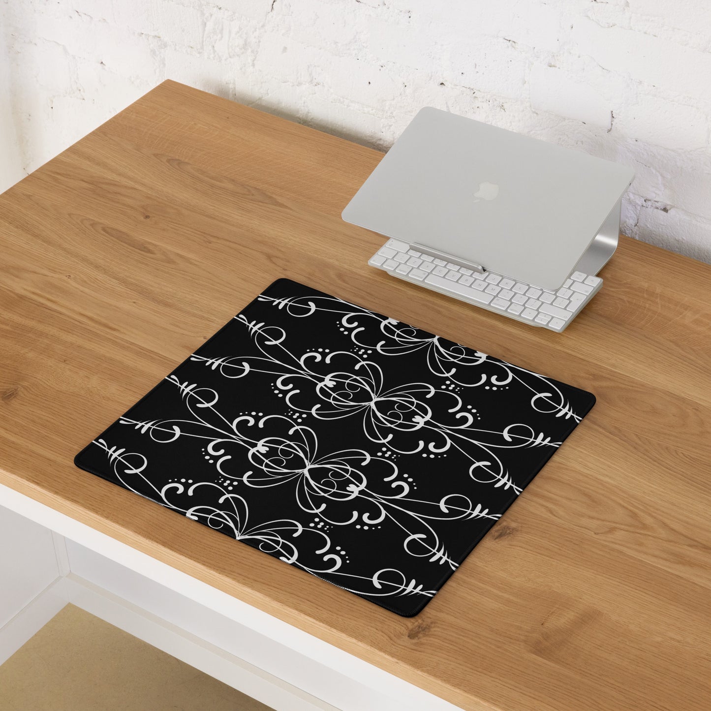 Simple Swirl Black Desk Mat Gaming Mouse Pad 18″ × 16″