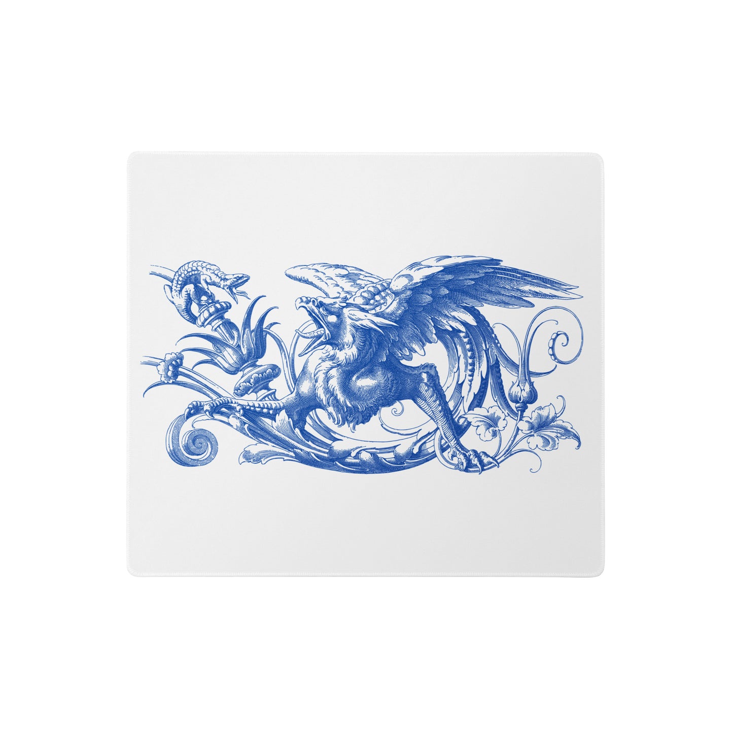 Blue Gryphon White Desk Mat Gaming Mouse Pad 18″ × 16″