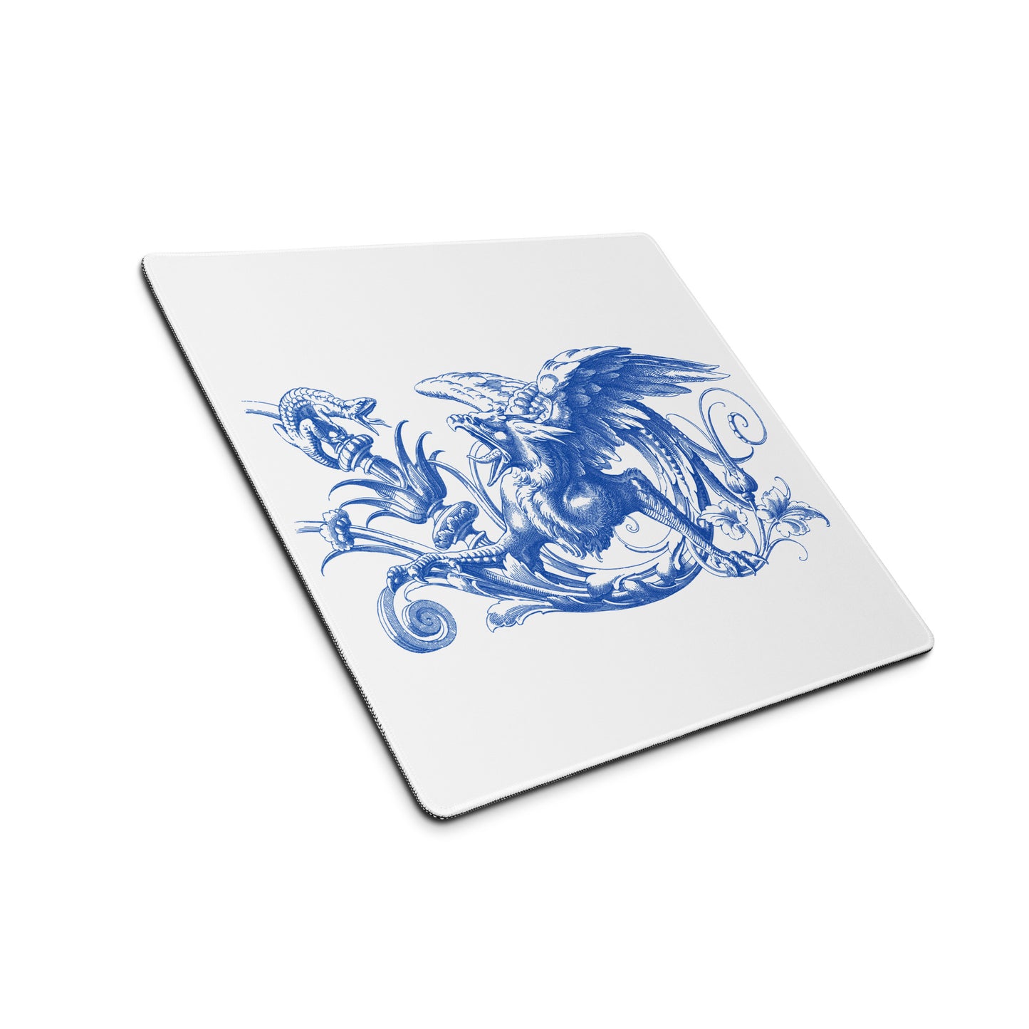 Blue Gryphon White Desk Mat Gaming Mouse Pad 18″ × 16″