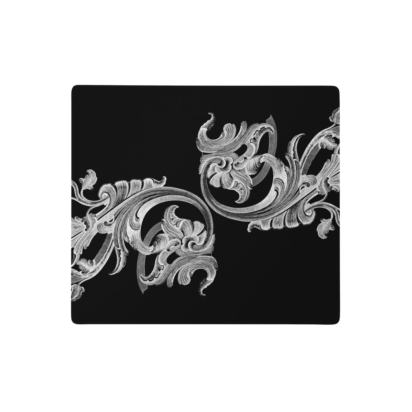 Art Nouveau Filigree Black Desk Mat Gaming Mouse Pad 18″ × 16″