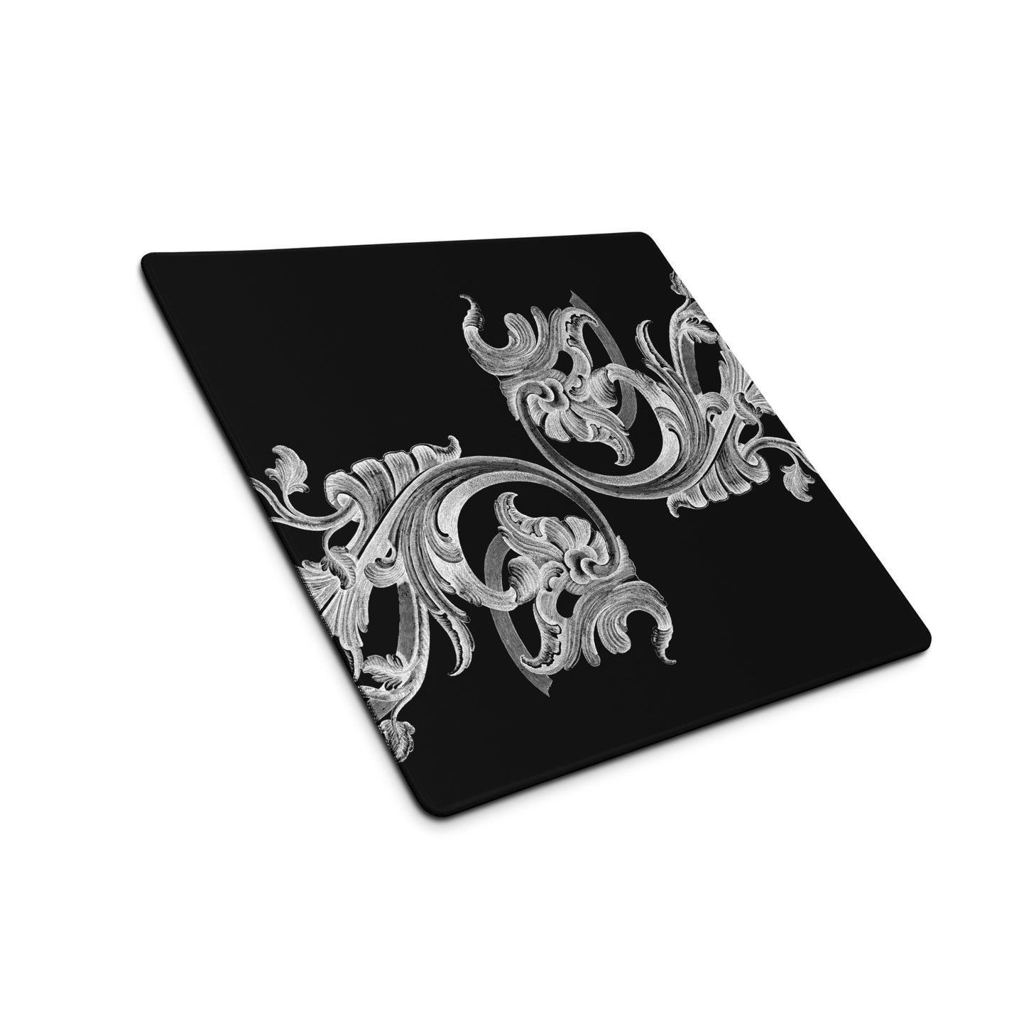 Art Nouveau Filigree Black Desk Mat Gaming Mouse Pad 18″ × 16″