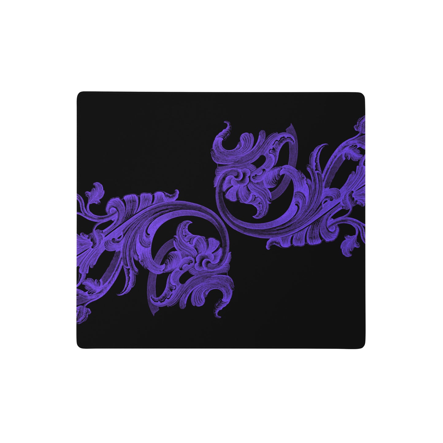 Art Nouveau Filigree Purple Black Desk Mat Gaming Mouse Pad 18″ × 16″