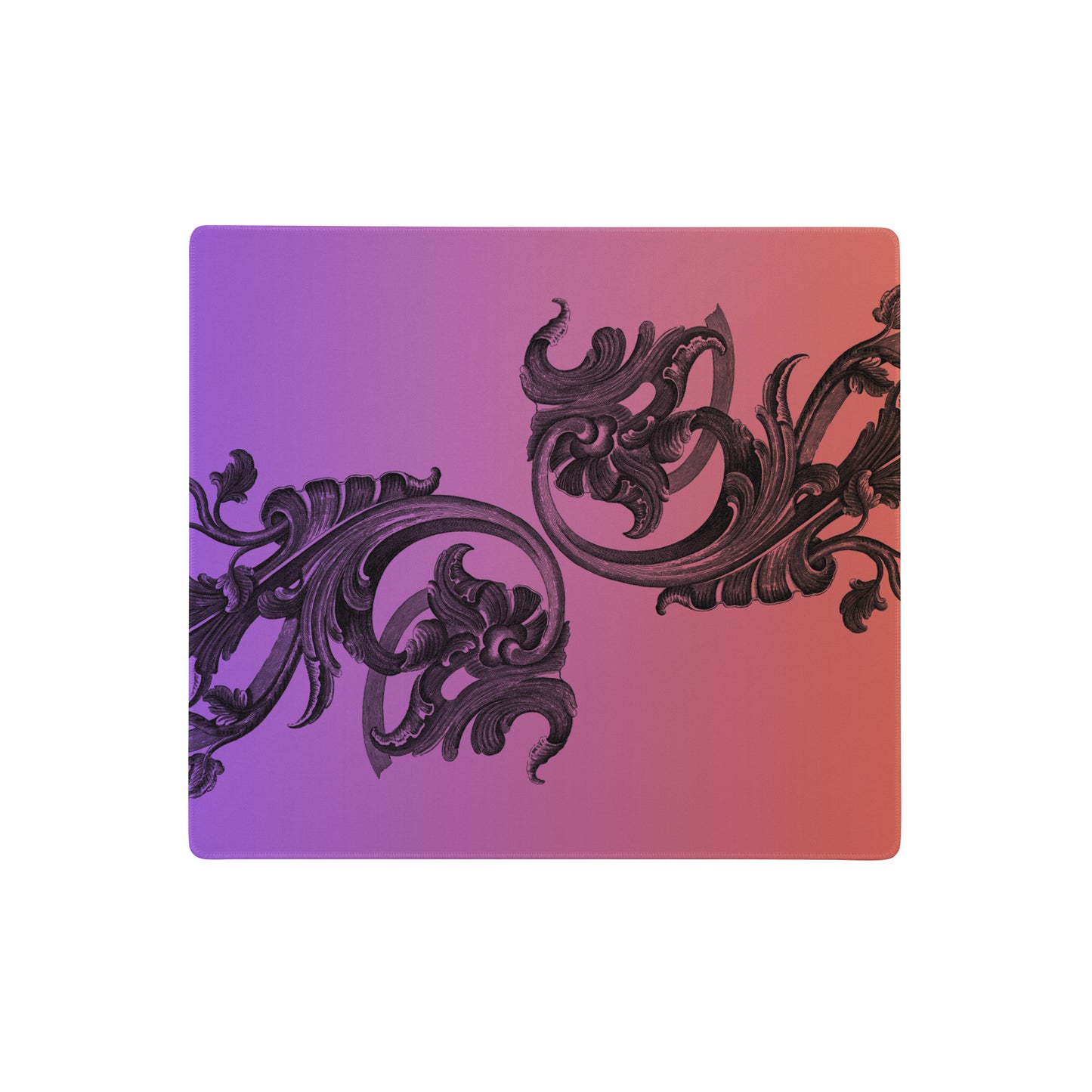 Art Nouveau Filigree Purple Orange Gradient Desk Mat Gaming Mouse Pad 18″ × 16″