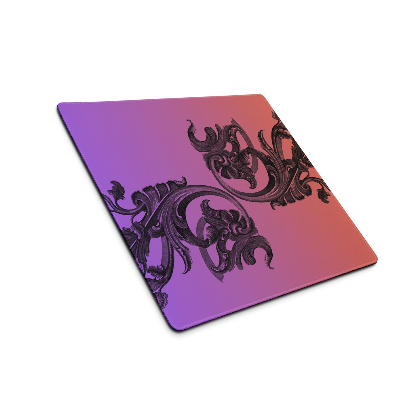 Art Nouveau Filigree Purple Orange Gradient Desk Mat Gaming Mouse Pad 18″ × 16″