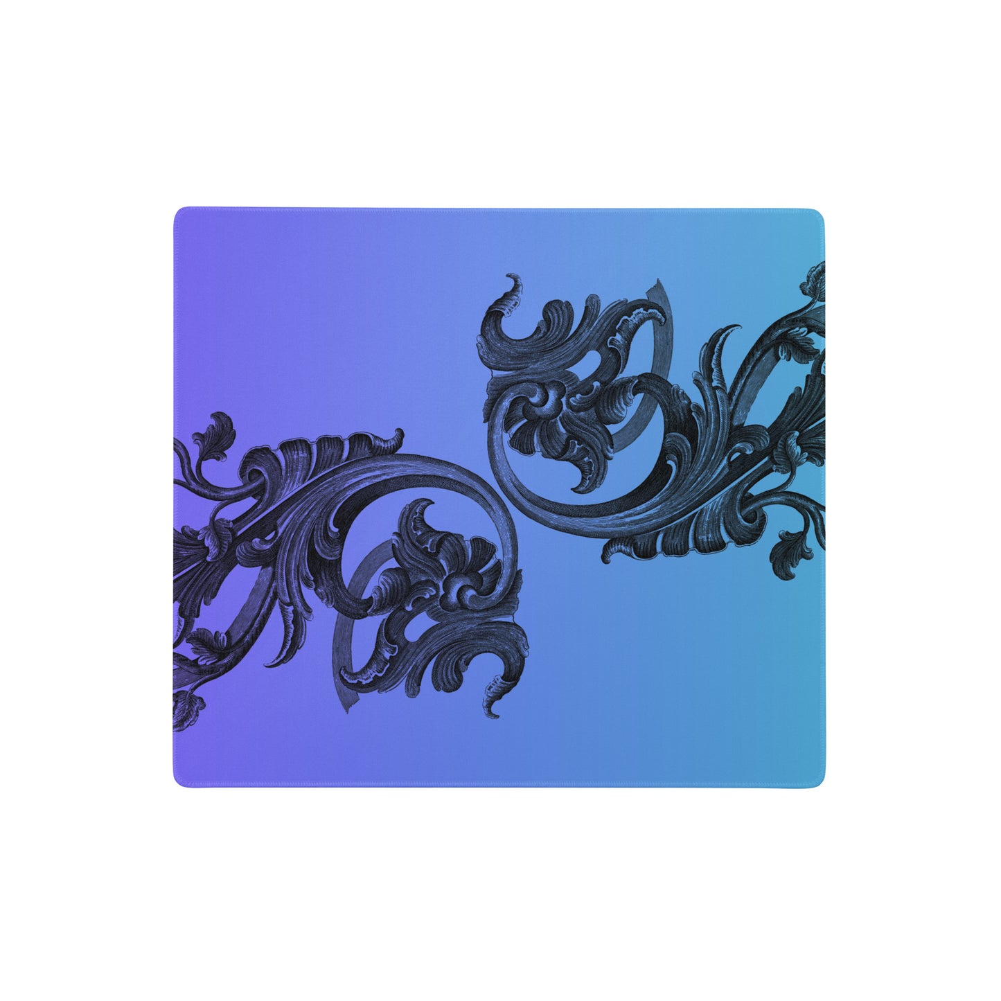 Art Nouveau Filigree Purple Blue Gradient Desk Mat Gaming Mouse Pad 18″ × 16″