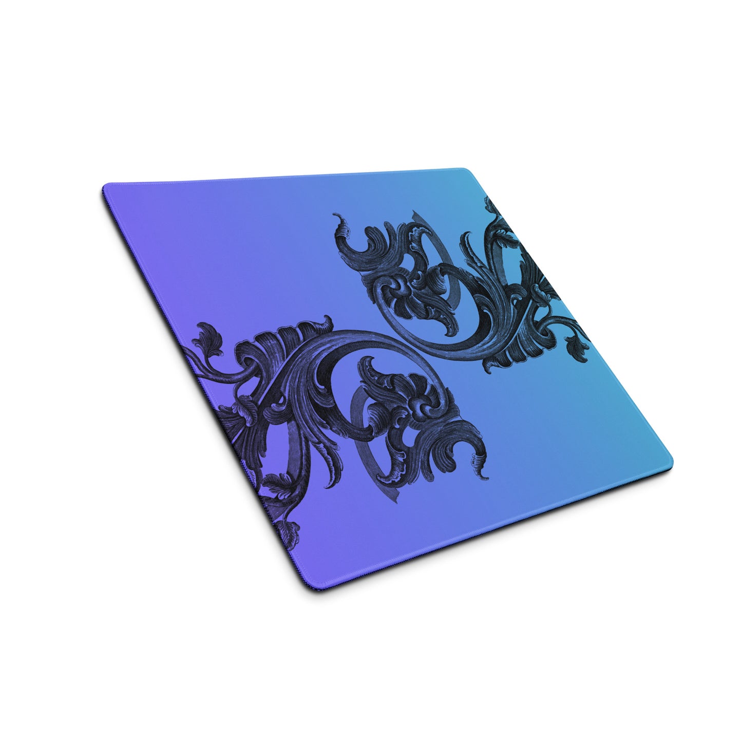 Art Nouveau Filigree Purple Blue Gradient Desk Mat Gaming Mouse Pad 18″ × 16″