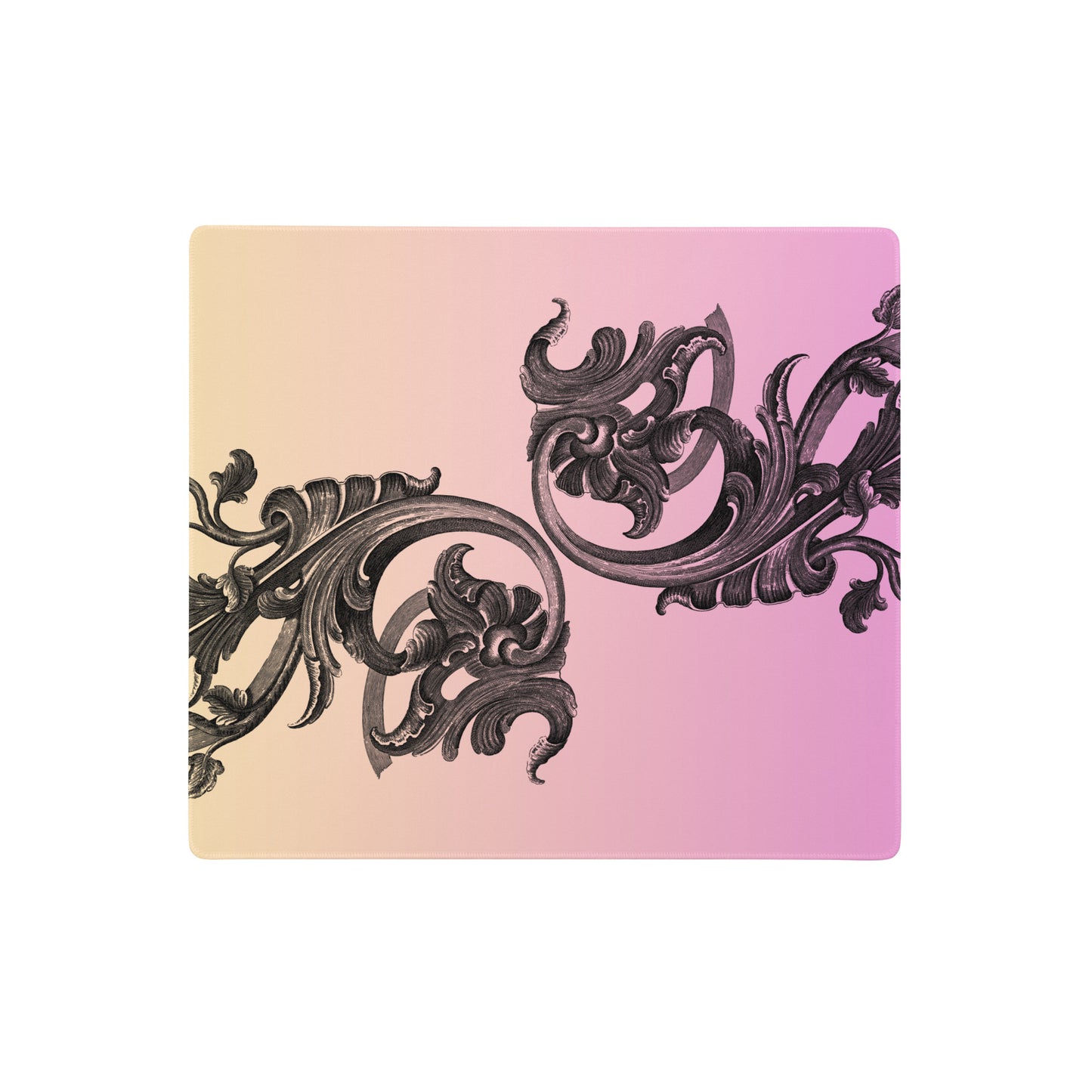 Art Nouveau Filigree Yellow Pink Gradient Desk Mat Gaming Mouse Pad 18″ × 16″