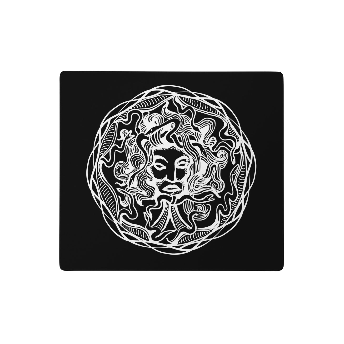 Medusa Circle Emblem Design Black Desk Mat Gaming Mouse Pad 18″ × 16″