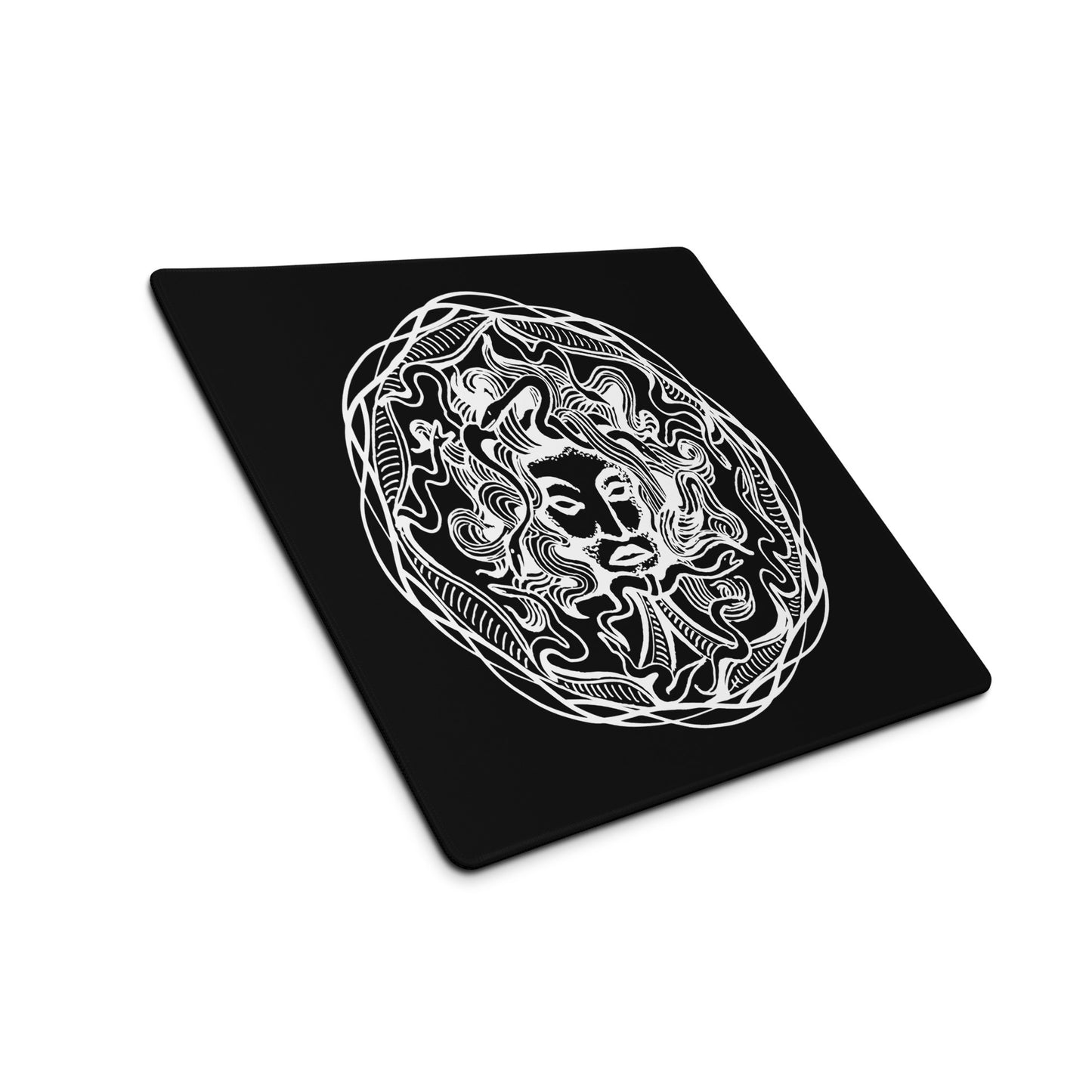 Medusa Circle Emblem Design Black Desk Mat Gaming Mouse Pad 18″ × 16″