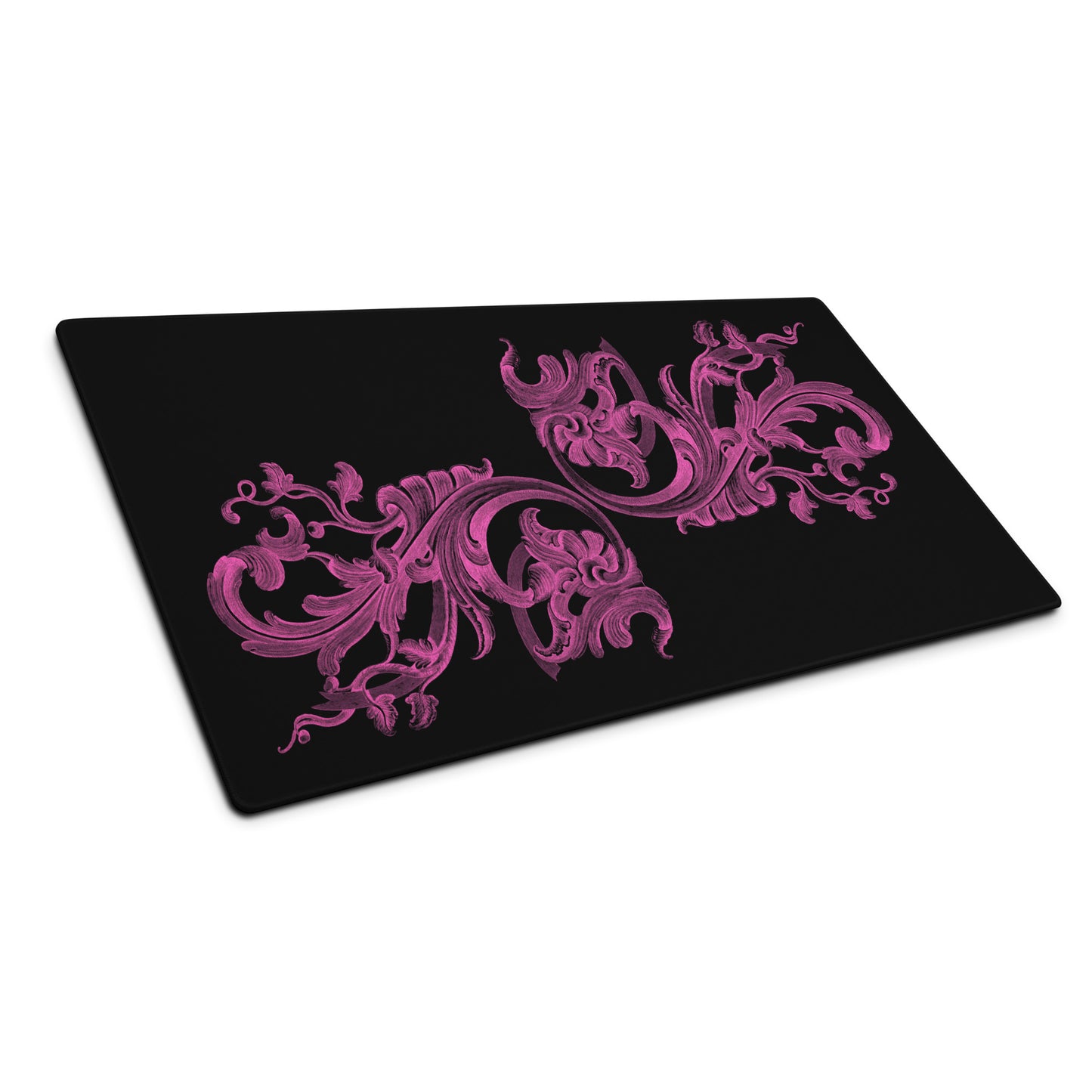 Art Nouveau Filigree Pink Black Desk Mat Large Laptop Mouse Pad 36″ × 18″