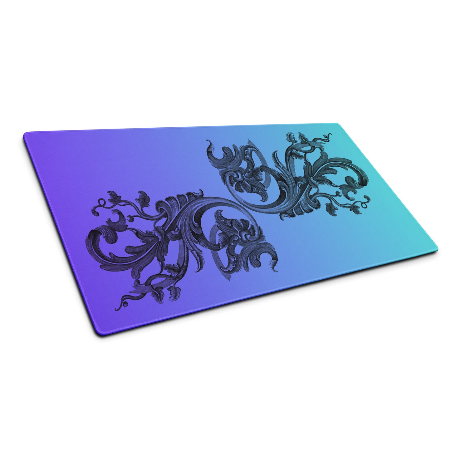 Art Nouveau Filigree Purple Blue Gradient Desk Mat Large Laptop Mouse Pad 36″ × 18″