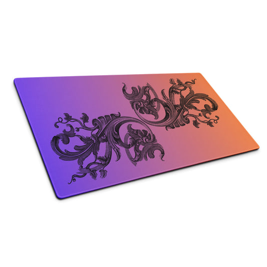 Art Nouveau Filigree Purple Orange Gradient Desk Mat Large Laptop Mouse Pad 36″ × 18″