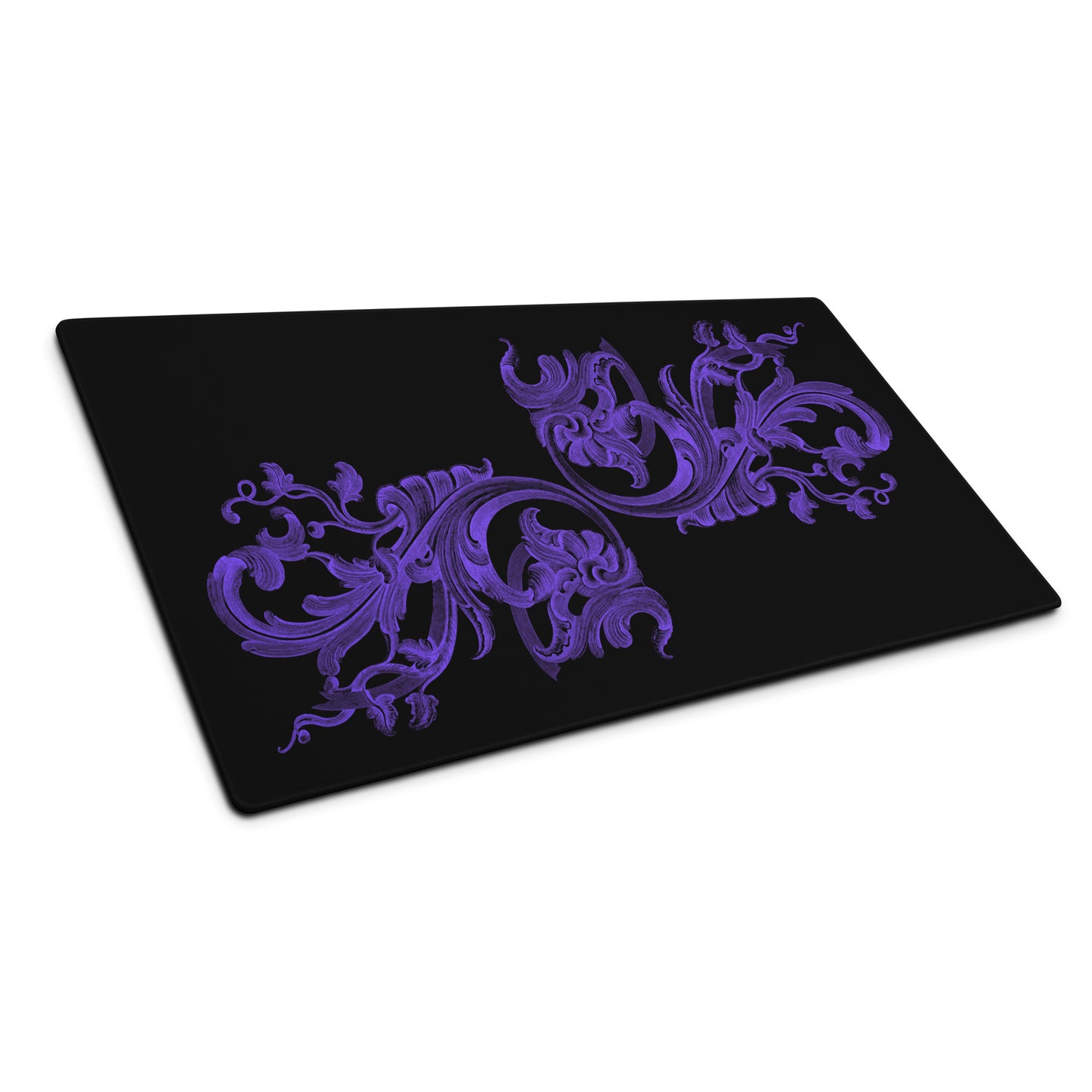 Art Nouveau Filigree Purple Black Desk Mat Large Laptop Mouse Pad 36″ × 18″