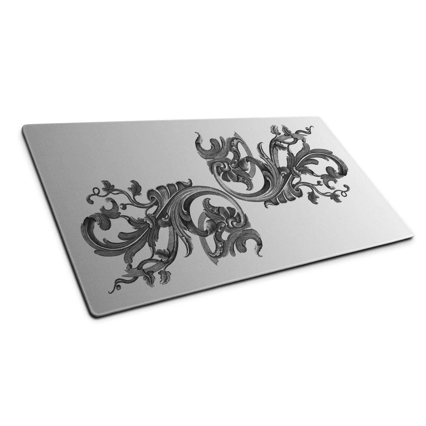 Art Nouveau Filigree Grey Gradient Desk Mat Large Laptop Mouse Pad 36″ × 18″