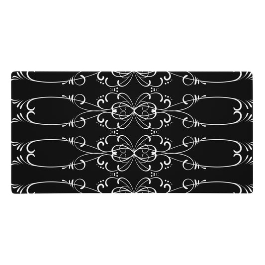 Simple Swirl Black Desk Mat Large Laptop Gaming Mouse Pad 36″ × 18″