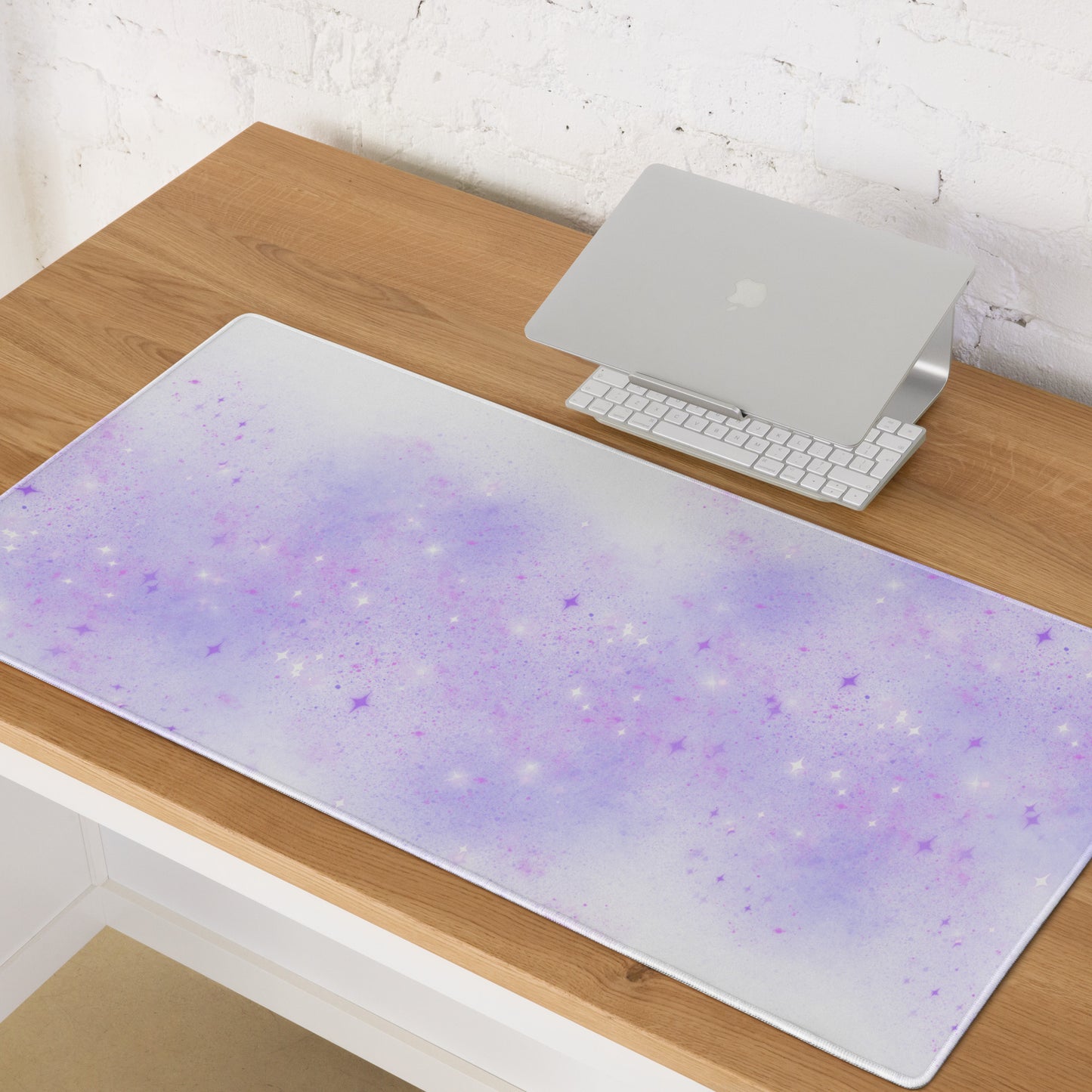 Quest Purple Galaxy White Desk Mat Large Laptop Gaming Mouse Pad 36″ × 18″