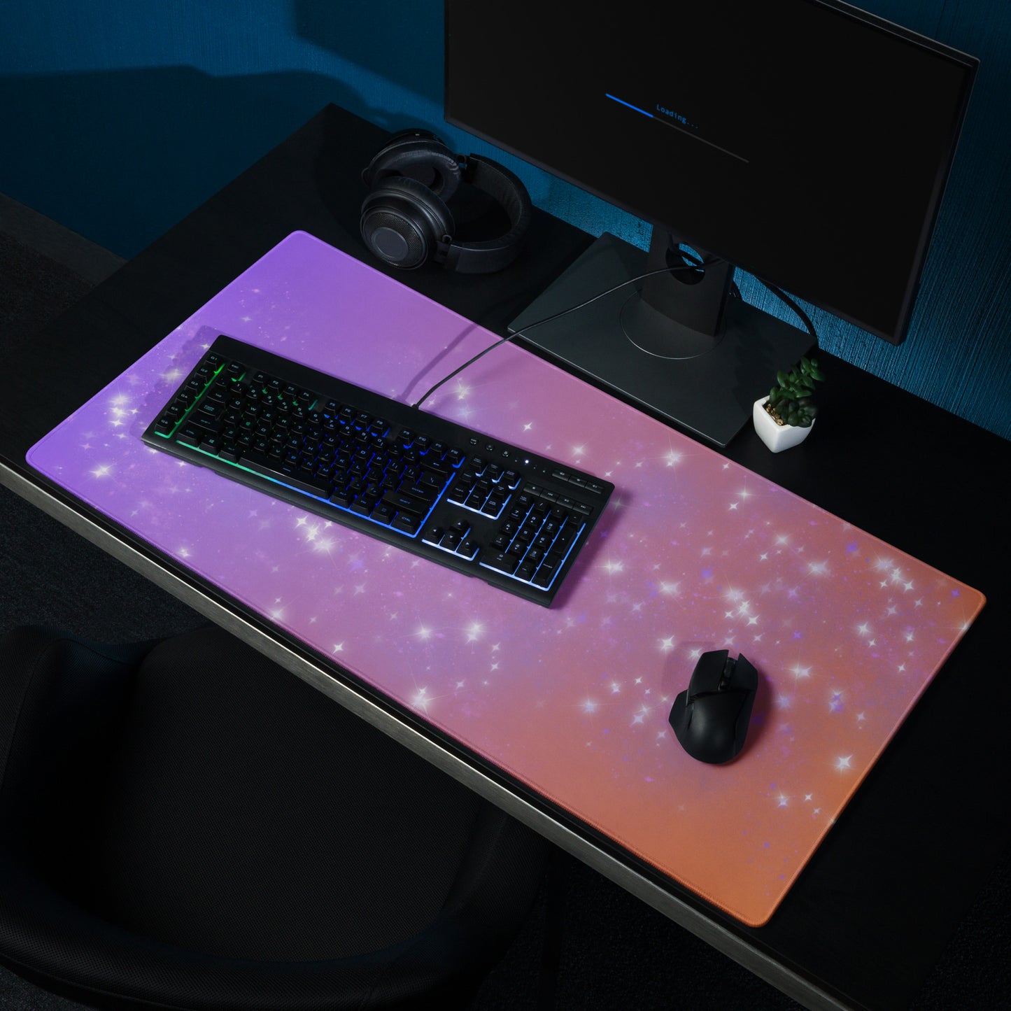 Quest Purple Galaxy Orange Desk Mat Large Laptop Gaming Mouse Pad 36″ × 18″