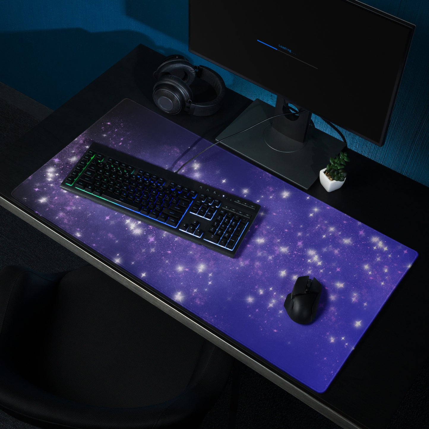 Quest Purple Galaxy Blue Black Desk Mat Large Laptop Gaming Mouse Pad 36″ × 18″