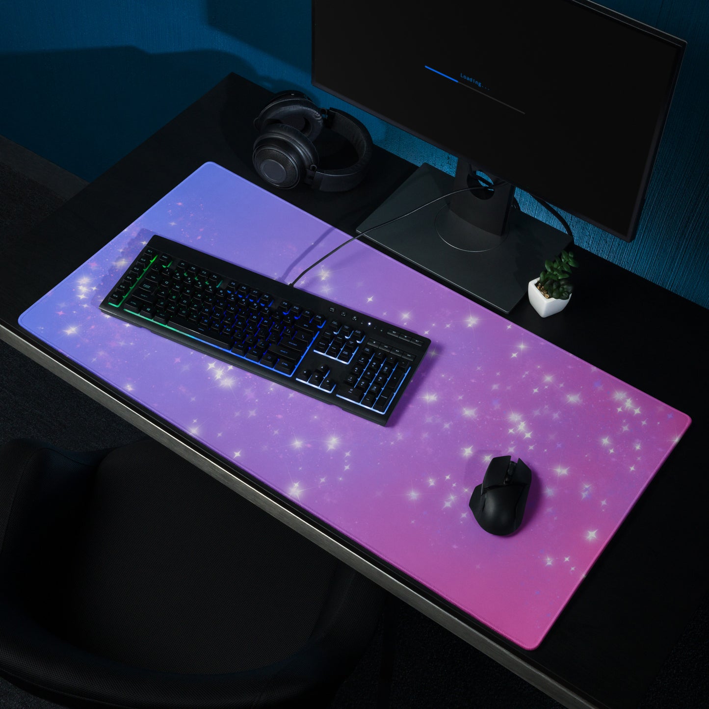 Quest Purple Galaxy Purple Pink Desk Mat Large Laptop Gaming Mouse Pad 36″ × 18″