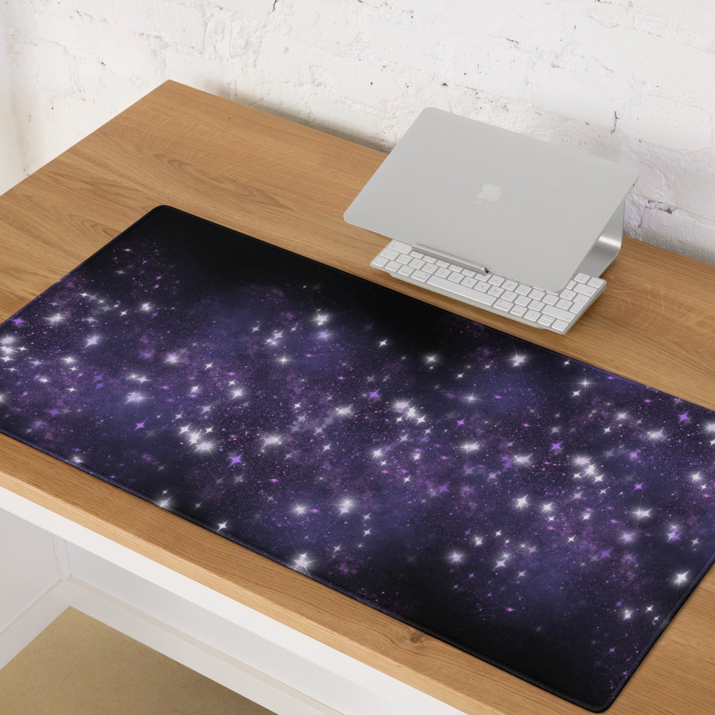 Quest Purple Galaxy Black Desk Mat Large Laptop Gaming Mouse Pad 36″ × 18″