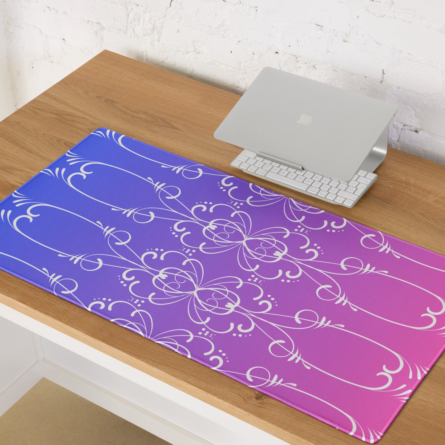 Simple Swirl Purple Pink Desk Mat Large Laptop Gaming Mouse Pad 36″ × 18″