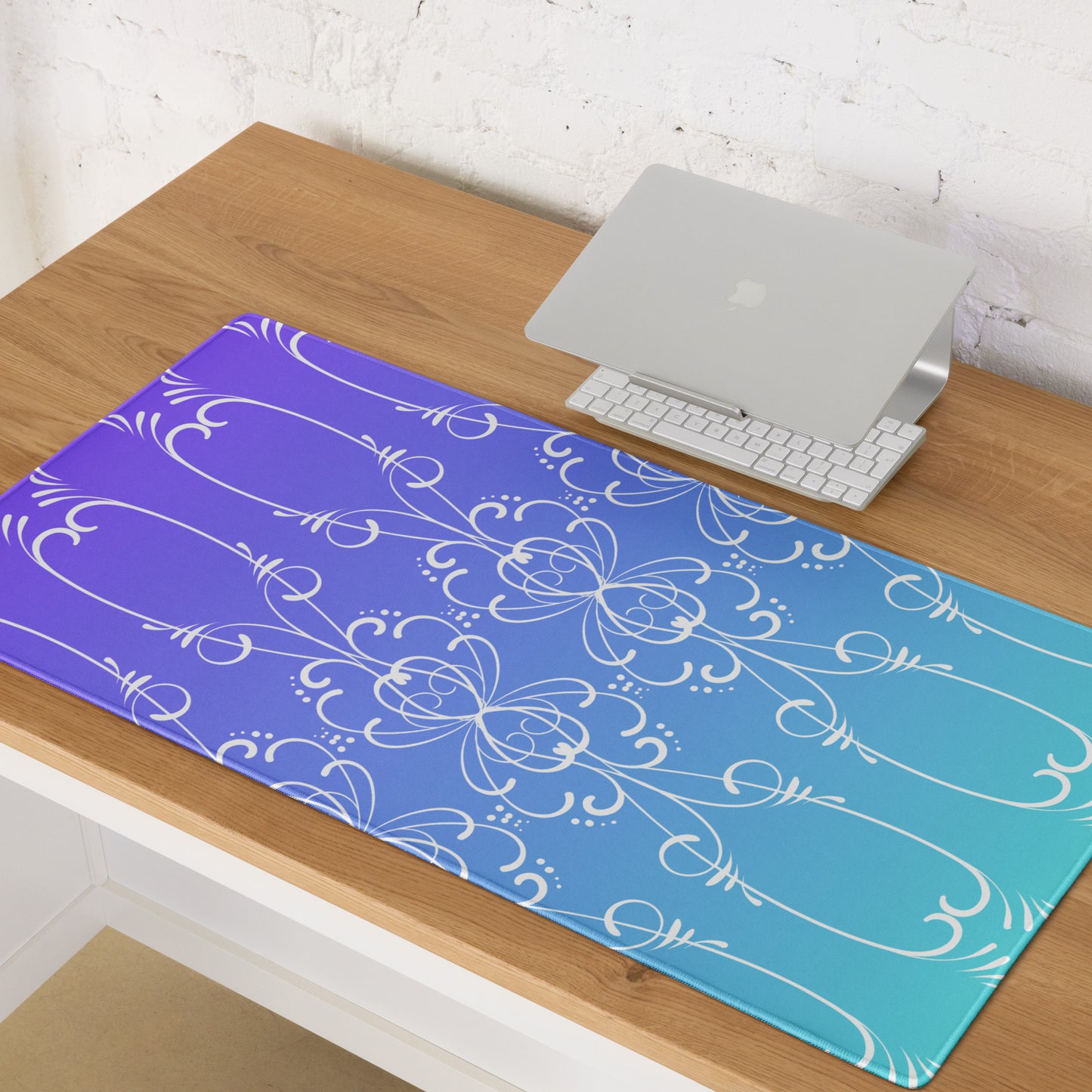 Simple Swirl Purple Blue Desk Mat Large Laptop Gaming Mouse Pad 36″ × 18″