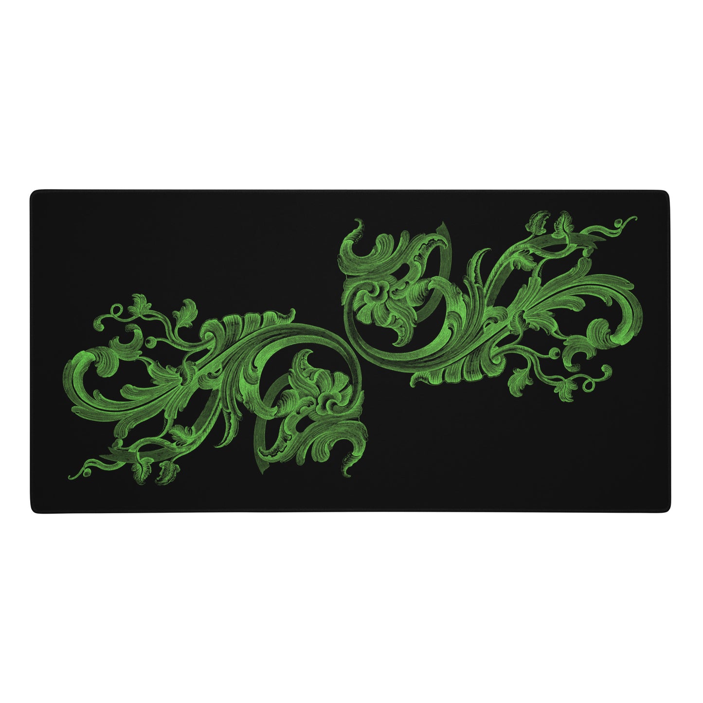 Art Nouveau Filigree Green Black Desk Mat Large Laptop Gaming Mouse Pad 36″ × 18″