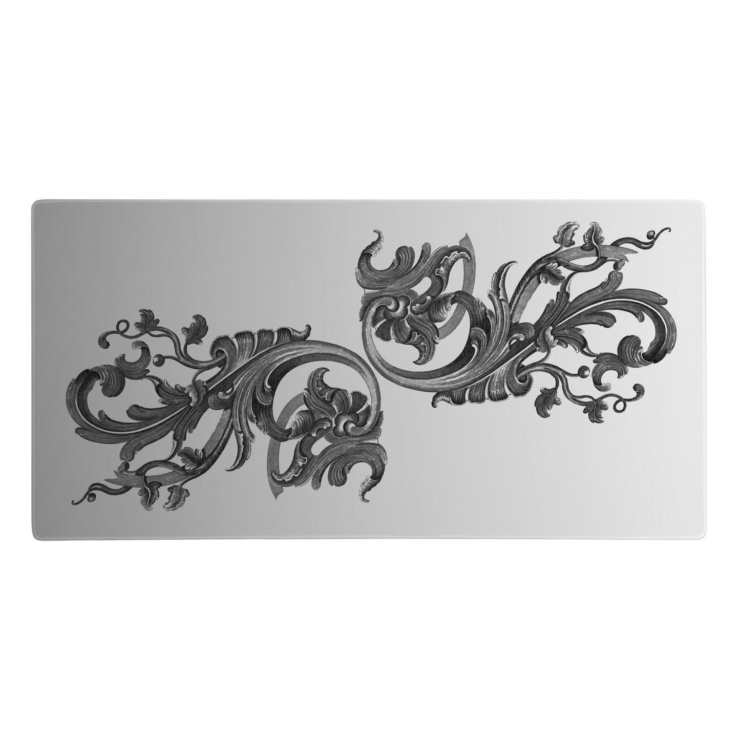 Art Nouveau Filigree Grey Gradient Desk Mat Large Laptop Gaming Mouse Pad 36″ × 18″