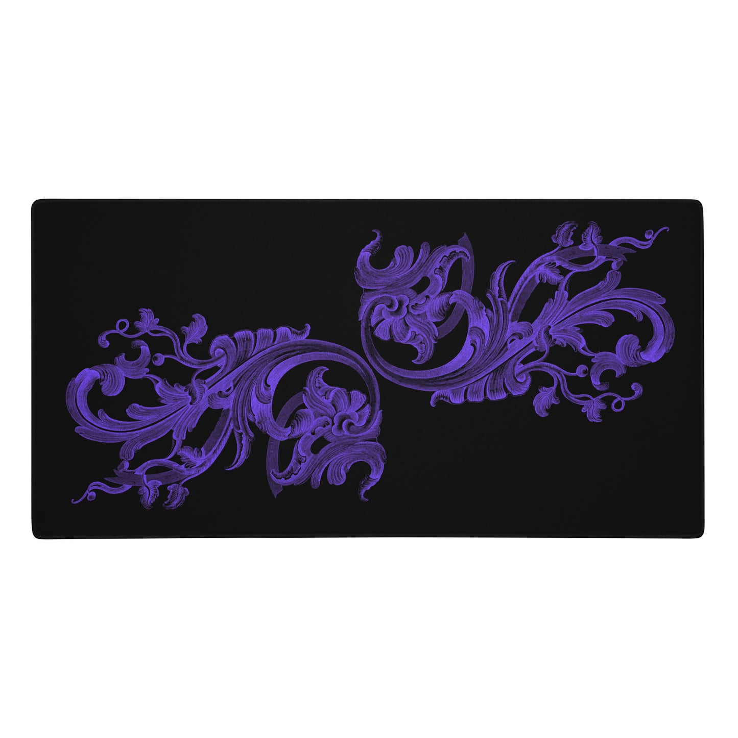 Art Nouveau Filigree Purple Black Desk Mat Large Laptop Gaming Mouse Pad 36″ × 18″