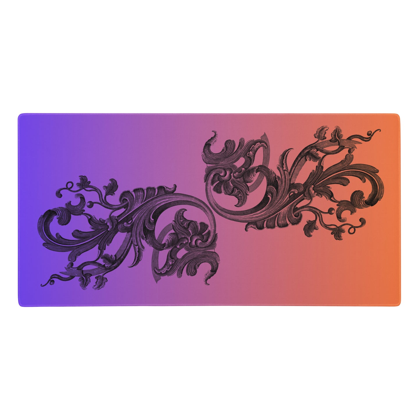 Art Nouveau Filigree Purple Orange Gradient Desk Mat Large Laptop Gaming Mouse Pad 36″ × 18″