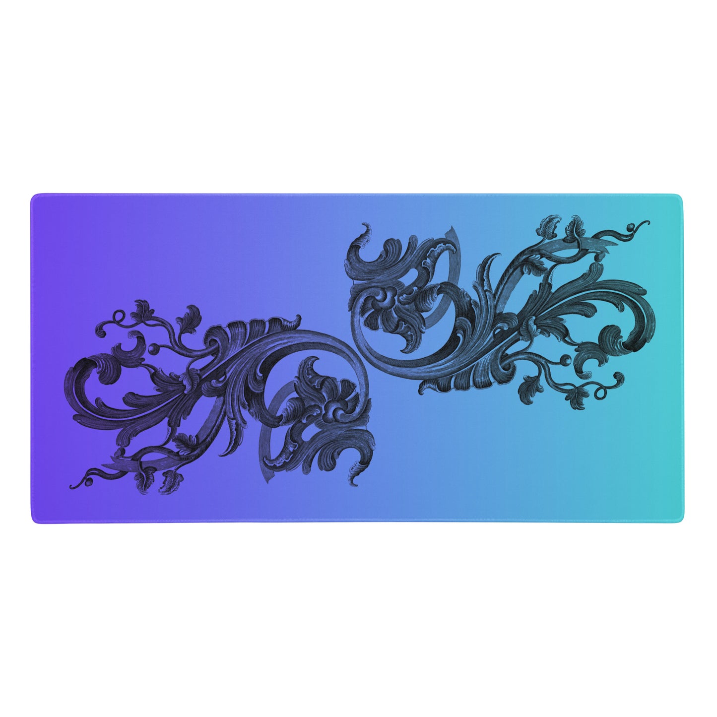 Art Nouveau Filigree Purple Blue Gradient Desk Mat Large Laptop Gaming Mouse Pad 36″ × 18″