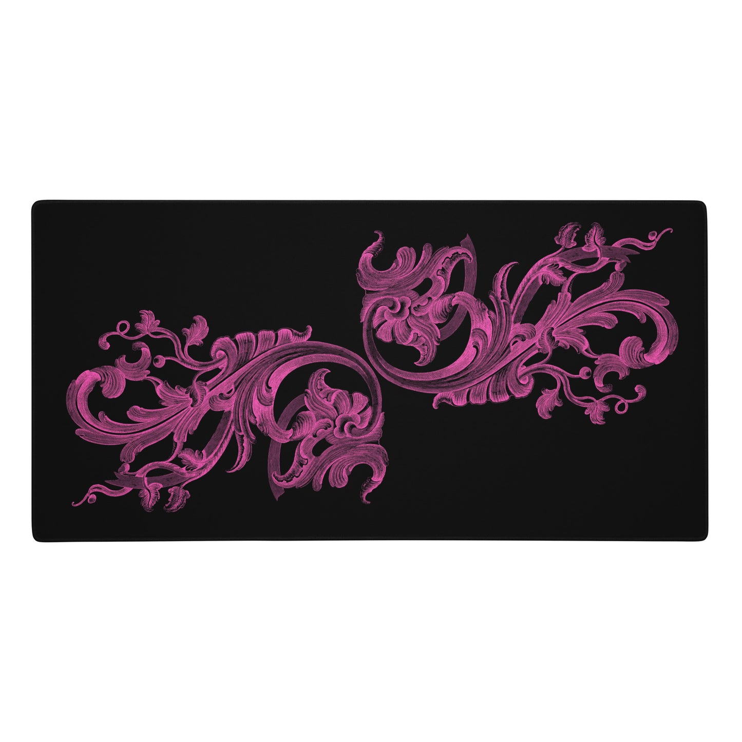 Art Nouveau Filigree Pink Black Desk Mat Large Laptop Gaming Mouse Pad 36″ × 18″