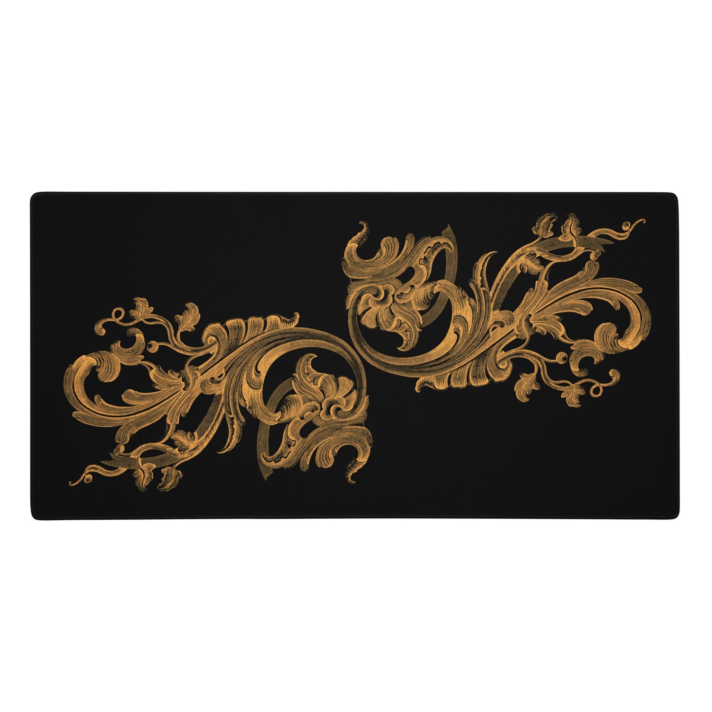 Art Nouveau Filigree Orange Black Desk Mat Large Laptop Gaming Mouse Pad 36″ × 18″