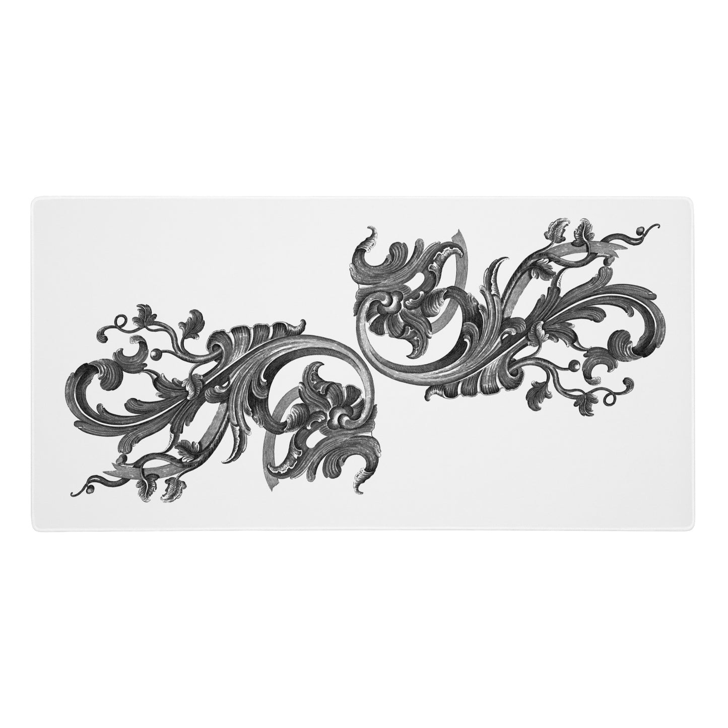 Art Nouveau Filigree Black White Desk Mat Large Laptop Gaming Mouse Pad 36″ × 18″