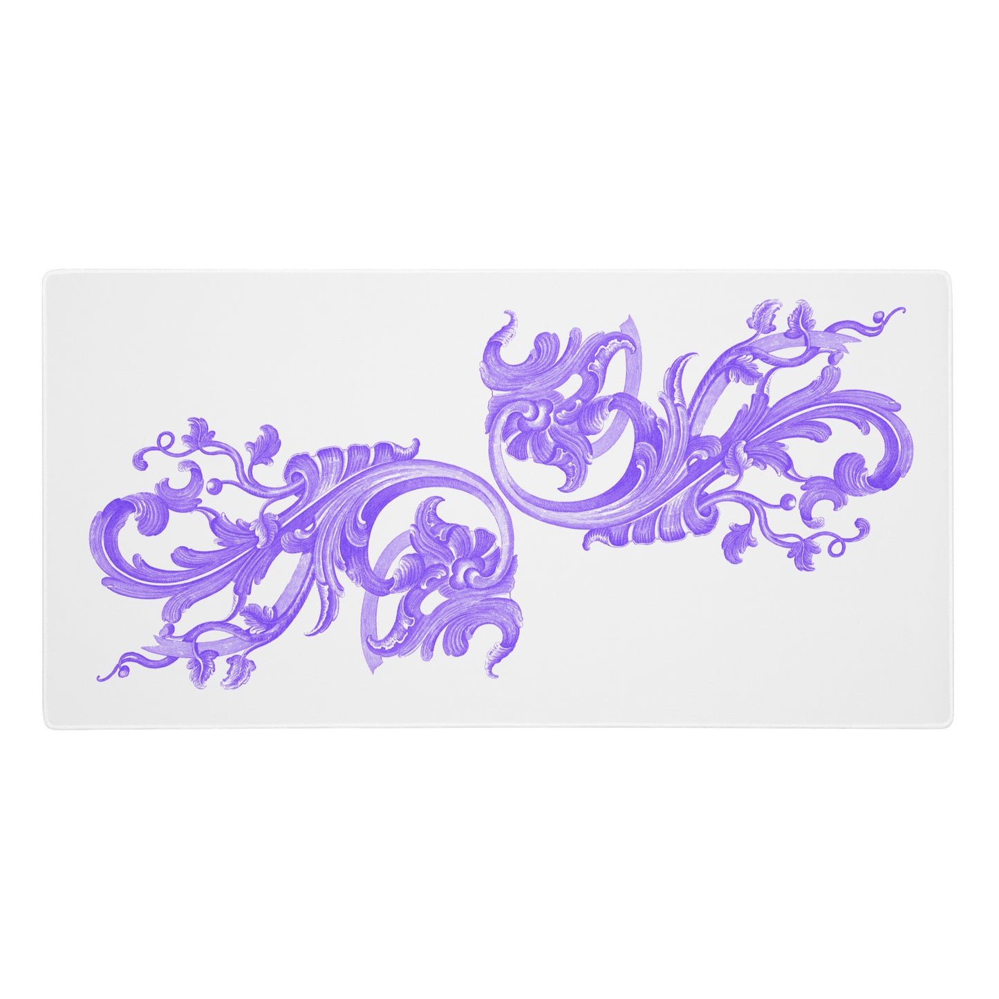 Art Nouveau Filigree Purple White Desk Mat Large Laptop Gaming Mouse Pad 36″ × 18″