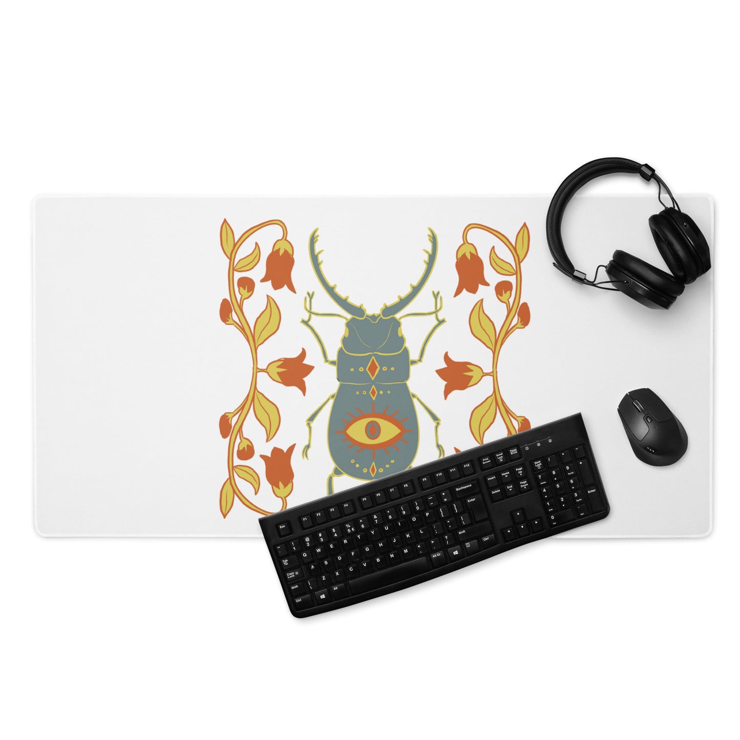 Retro Style Beetle Insect Desk Mat Large Laptop Gaming Mouse Pad 36″ × 18″